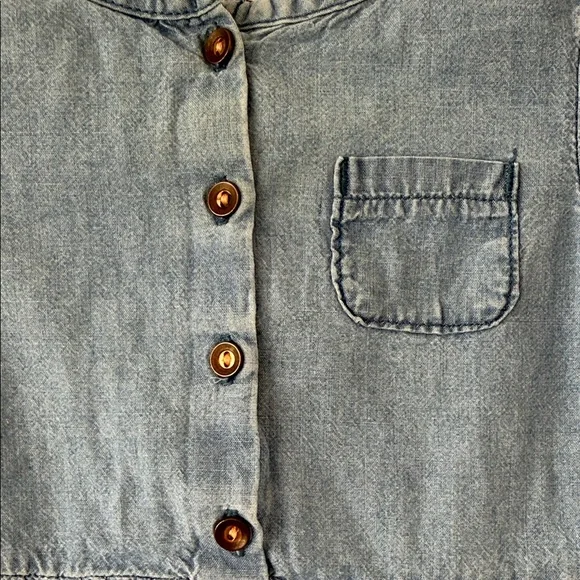 Carter's Light Blue Denim-Look Peplum Top - Picture 2 of 4